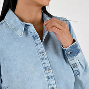 Blusa Para Dama Supply Woman Manga Larga Camisera 2303 Azul Plumbago