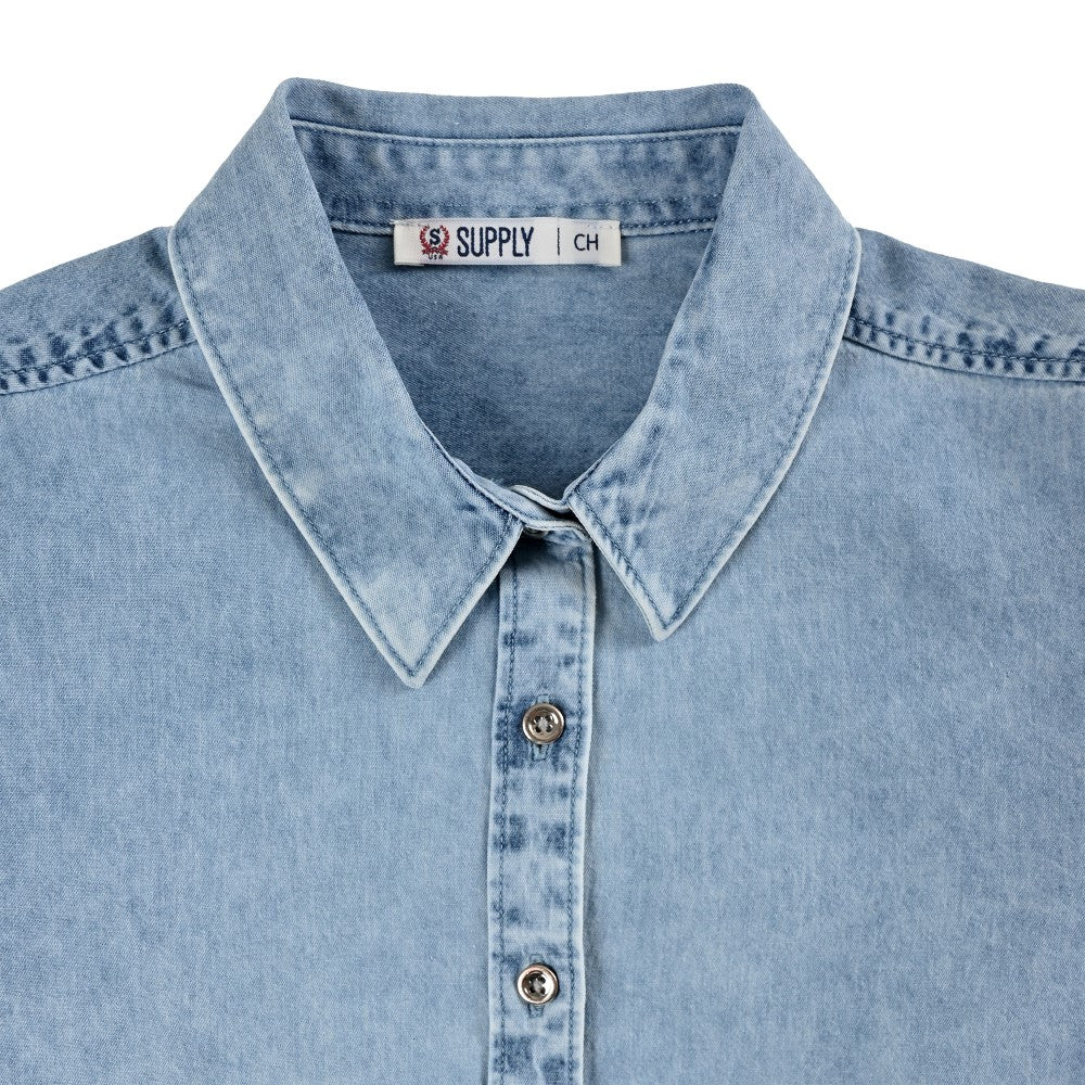 Blusa Para Dama Supply Woman Manga Larga Camisera 2303 Azul Plumbago