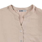 Blusa Para Dama Supply Woman Manga Larga Escote V 5706 Beige