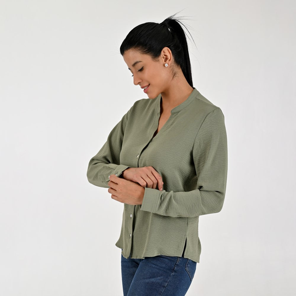 Blusa Para Dama Supply Woman Manga Larga Escote V 5706 Verde
