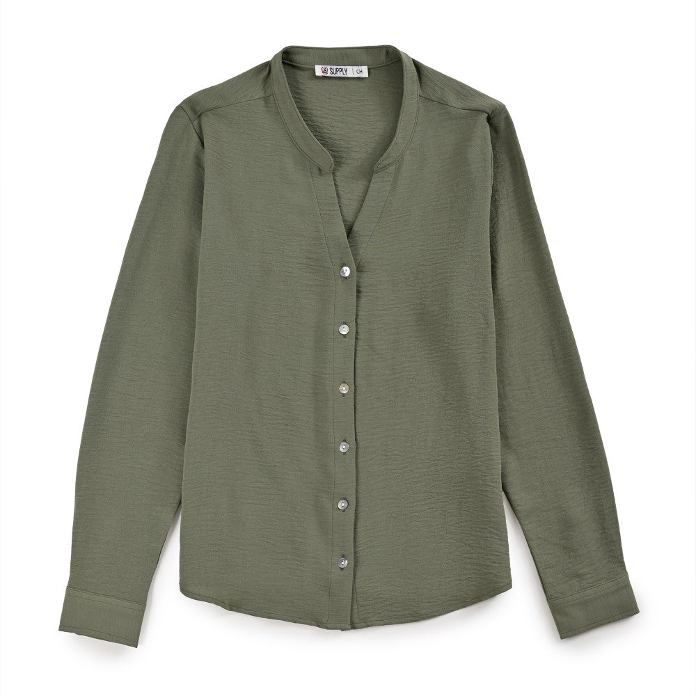 Blusa Para Dama Supply Woman Manga Larga Escote V 5706 Verde