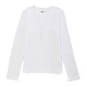 Playera Para Dama Supply Company Manga Larga Cuello Henley Slim Fit B909 Blanco