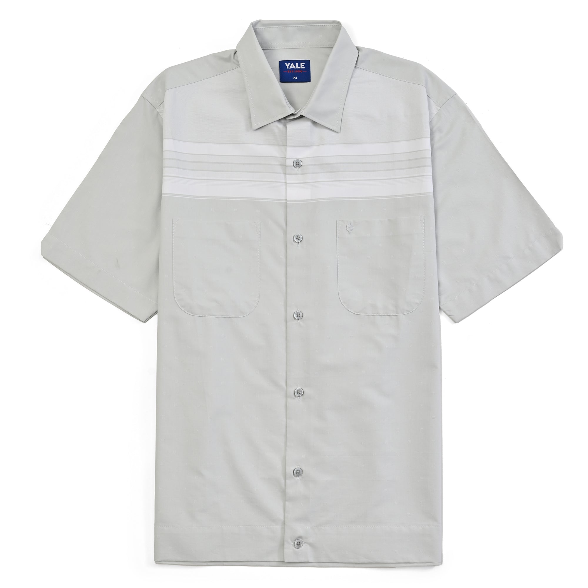 Camisa Yale Para Caballero Chazarilla Manga Corta Classis Fit 4709 Gris Perla