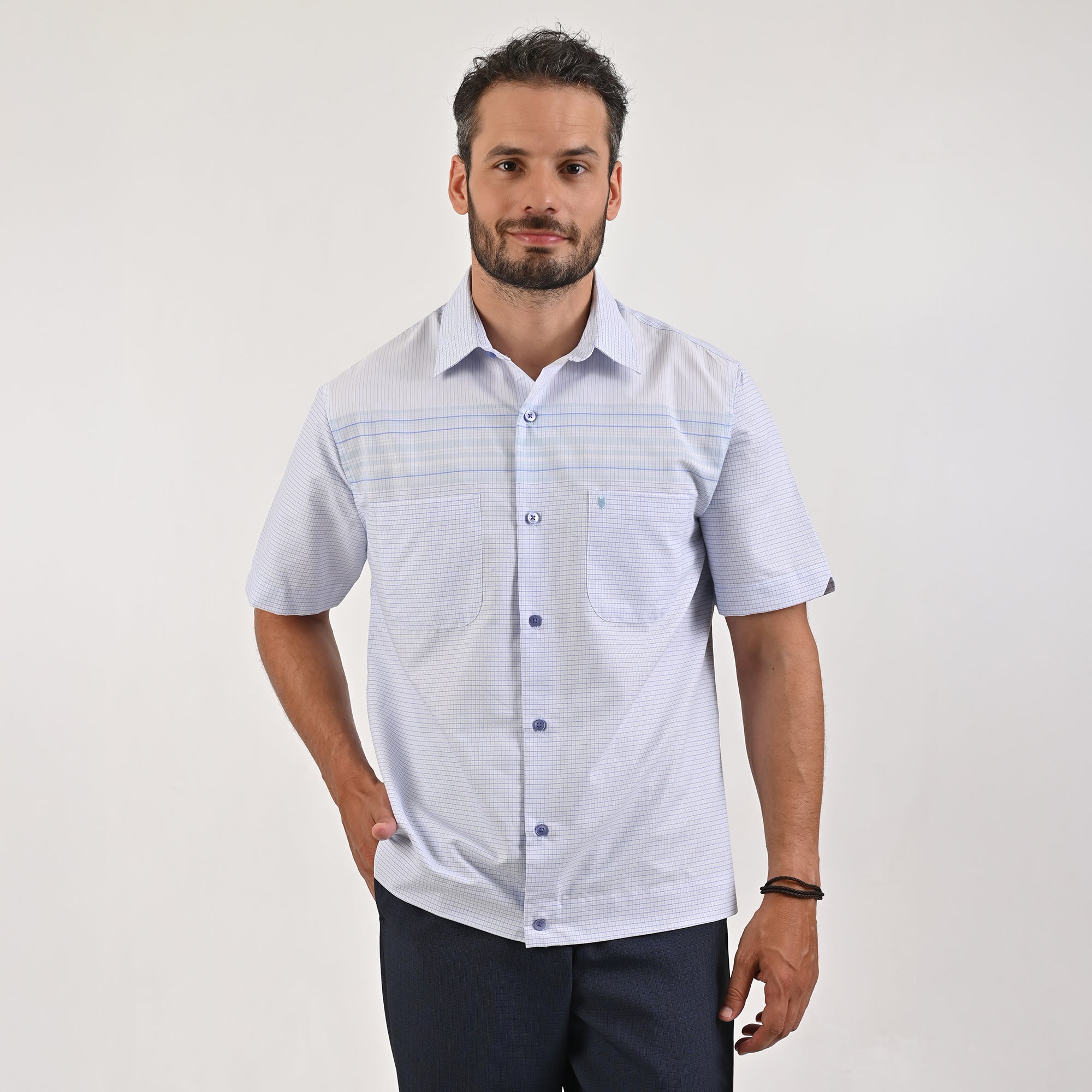 Camisa Yale Para Caballero Chazarilla Manga Corta Classis Fit 4708 Azul cielo