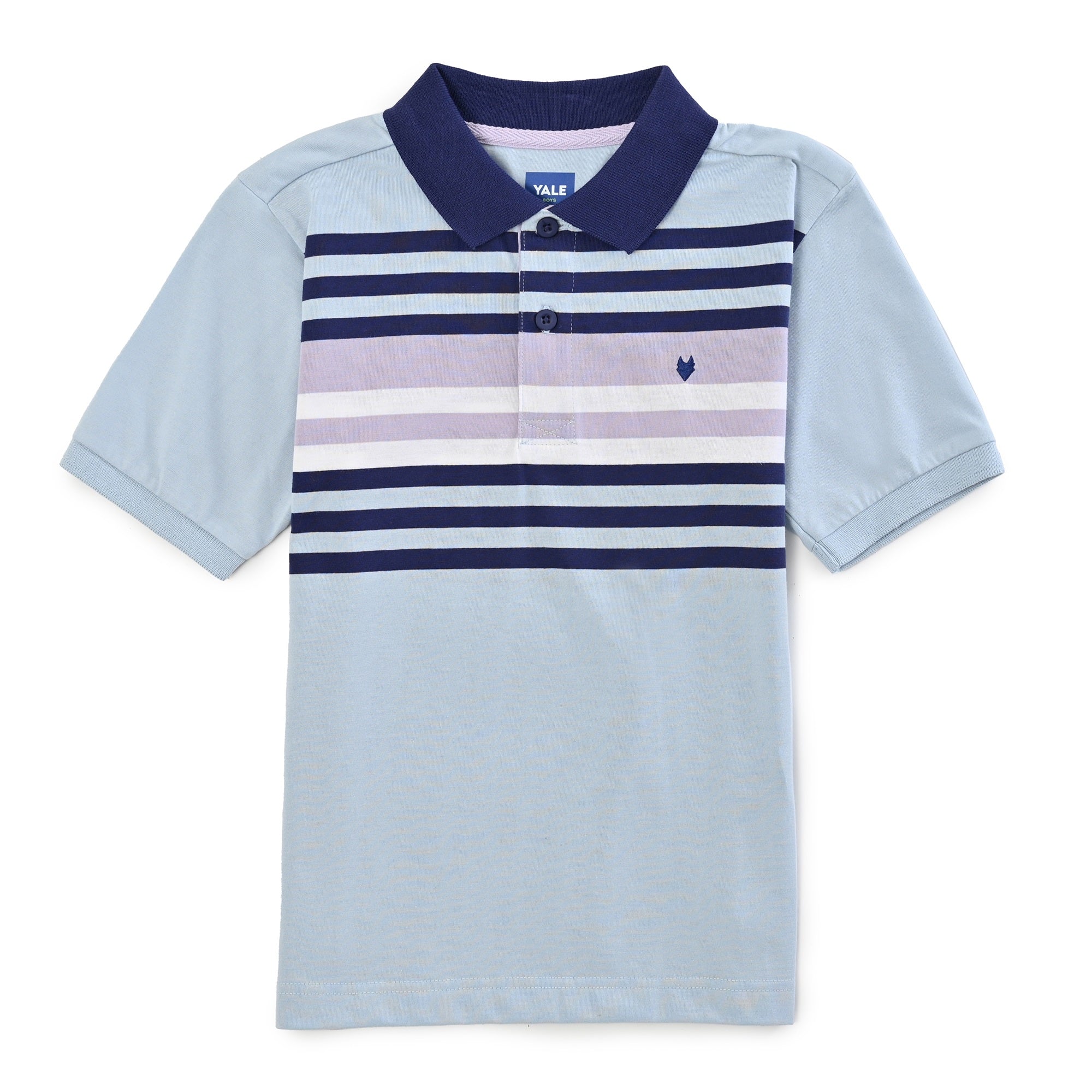 Playera Yale Boys Cuello Polo Manga Corta Fit 7389 Azul
