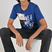 Playera Yale Boys Cuello Redondo Manga Corta Fit 6961 Marino