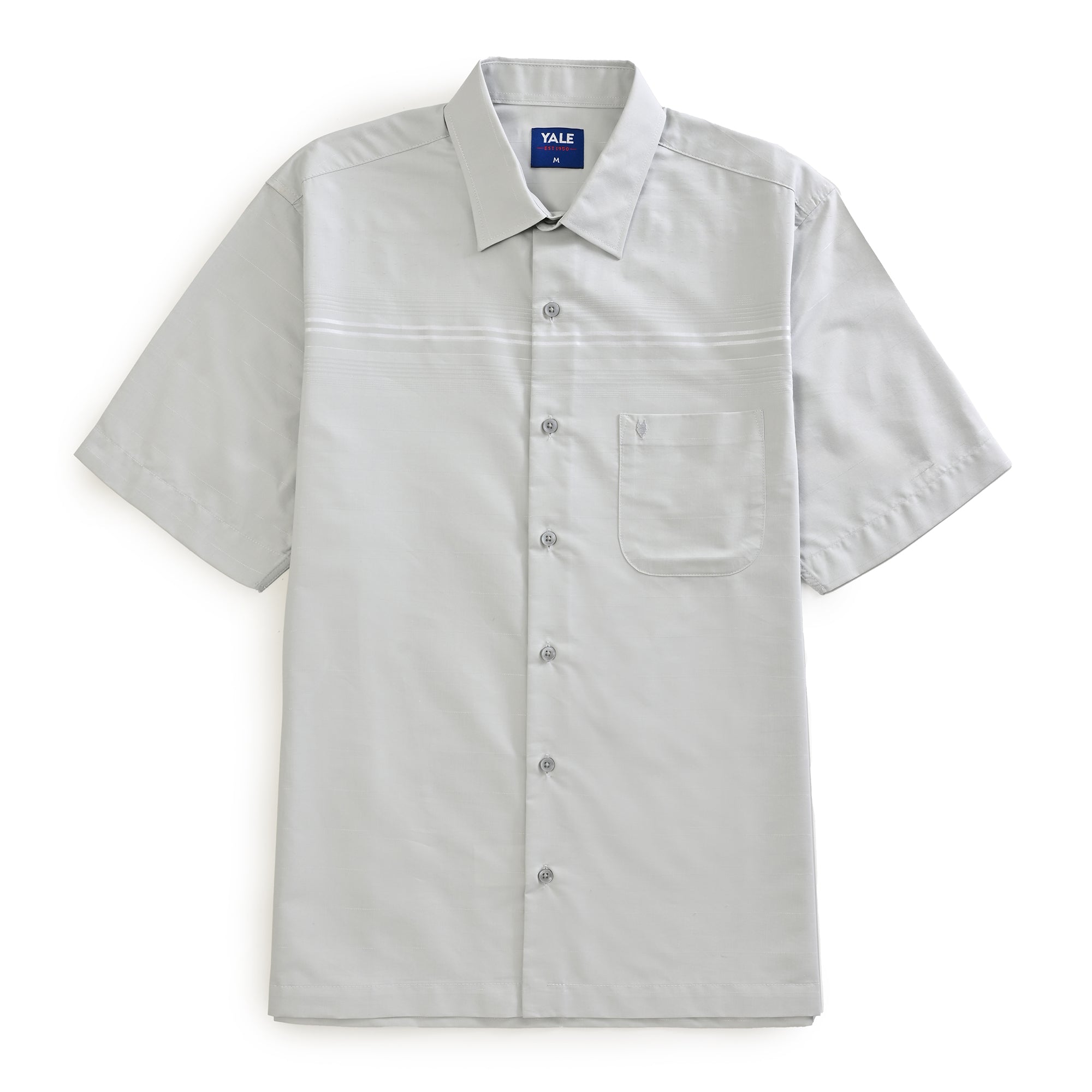 Camisa Yale Para Caballero Cenefa Manga Corta Classic Fit 4712 Gris Perla