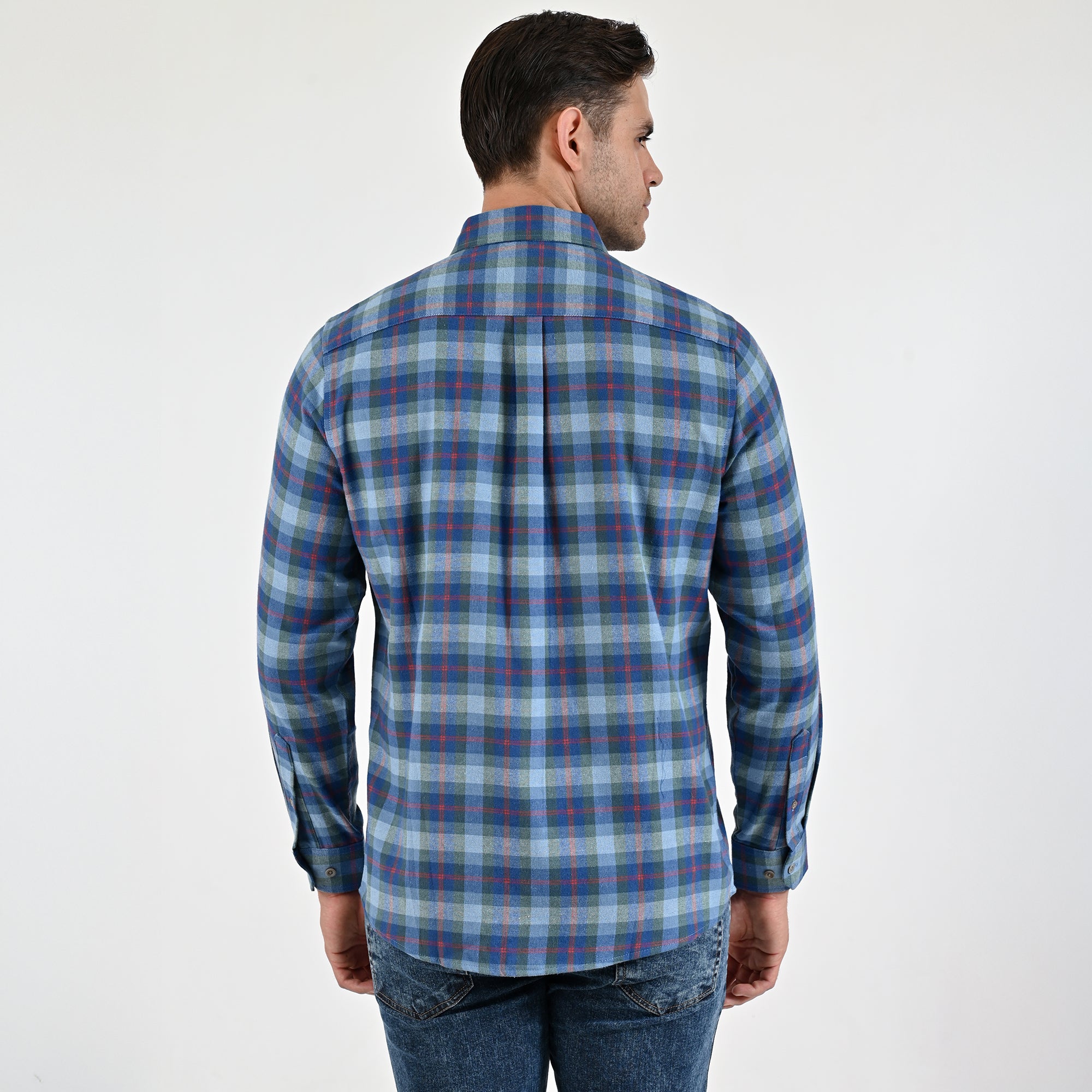 Camisa Yale Para Caballero Manga Larga Regular Fit 4929 Azul Medio