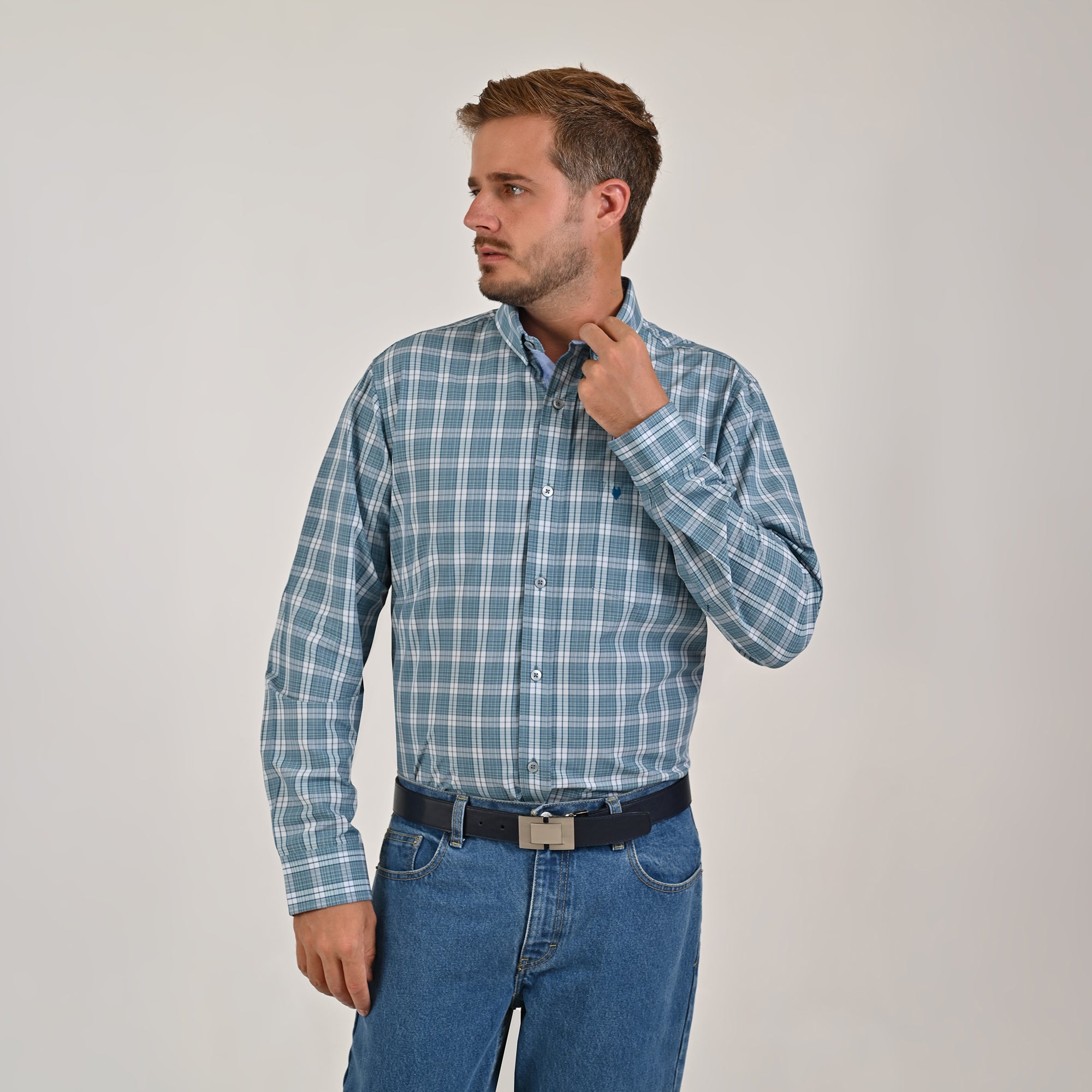 Camisa Yale Para Caballero Manga Larga Regular Fit 4890 Verde