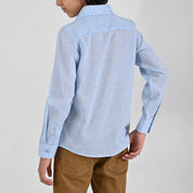 Camisa Yale Boys Manga Larga Regular Fit 4657 Azul