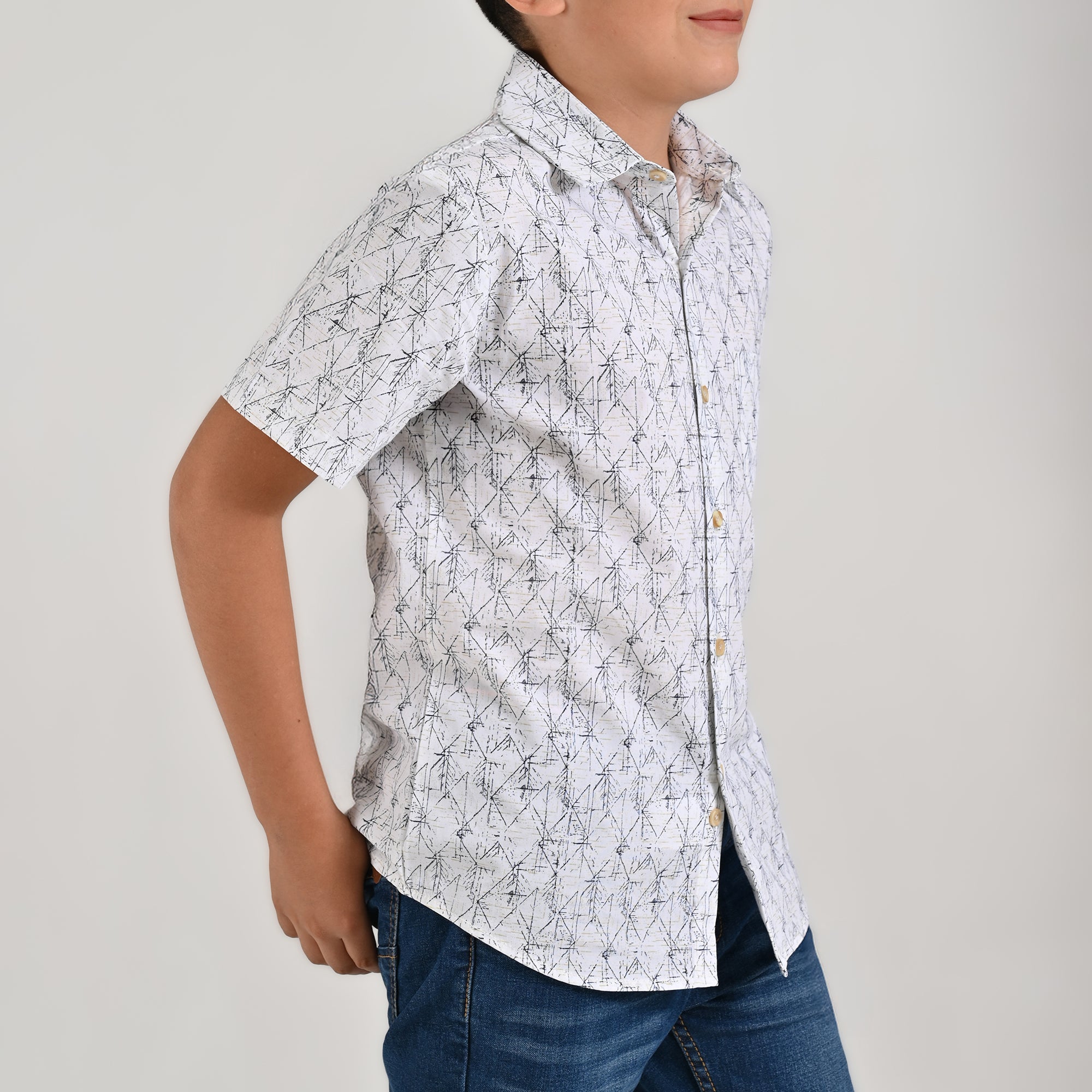 Camisa Yale Boys Manga Corta Regular Fit 4666 Blanco