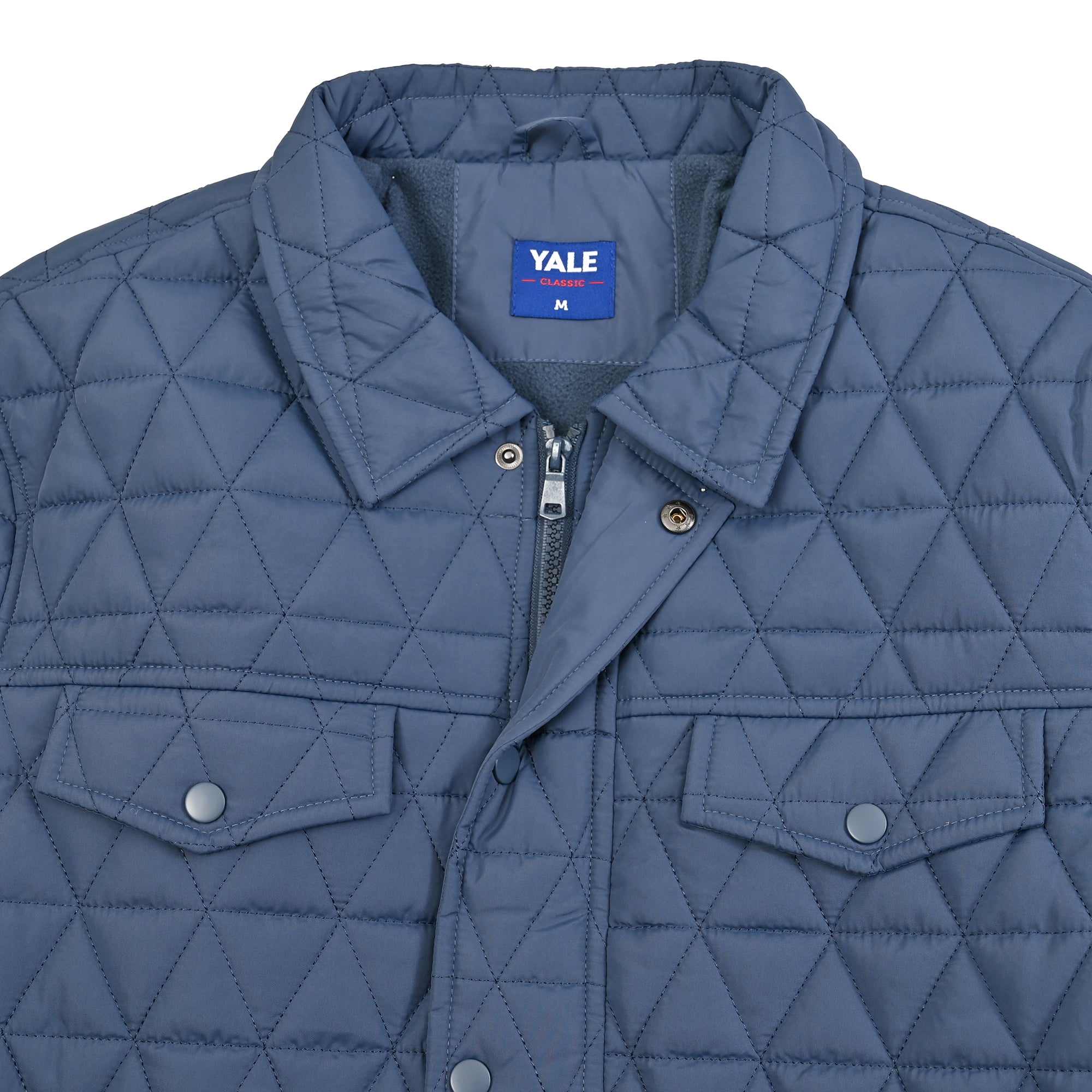 Chamarra Yale Para Caballero Capitonada Sin Capucha Regular Fit 6902 Azul Pizarra
