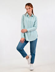 Blusa Para Dama Supply Company Manga Larga Tipo Camisera Fit 4570 Azul Turqueza