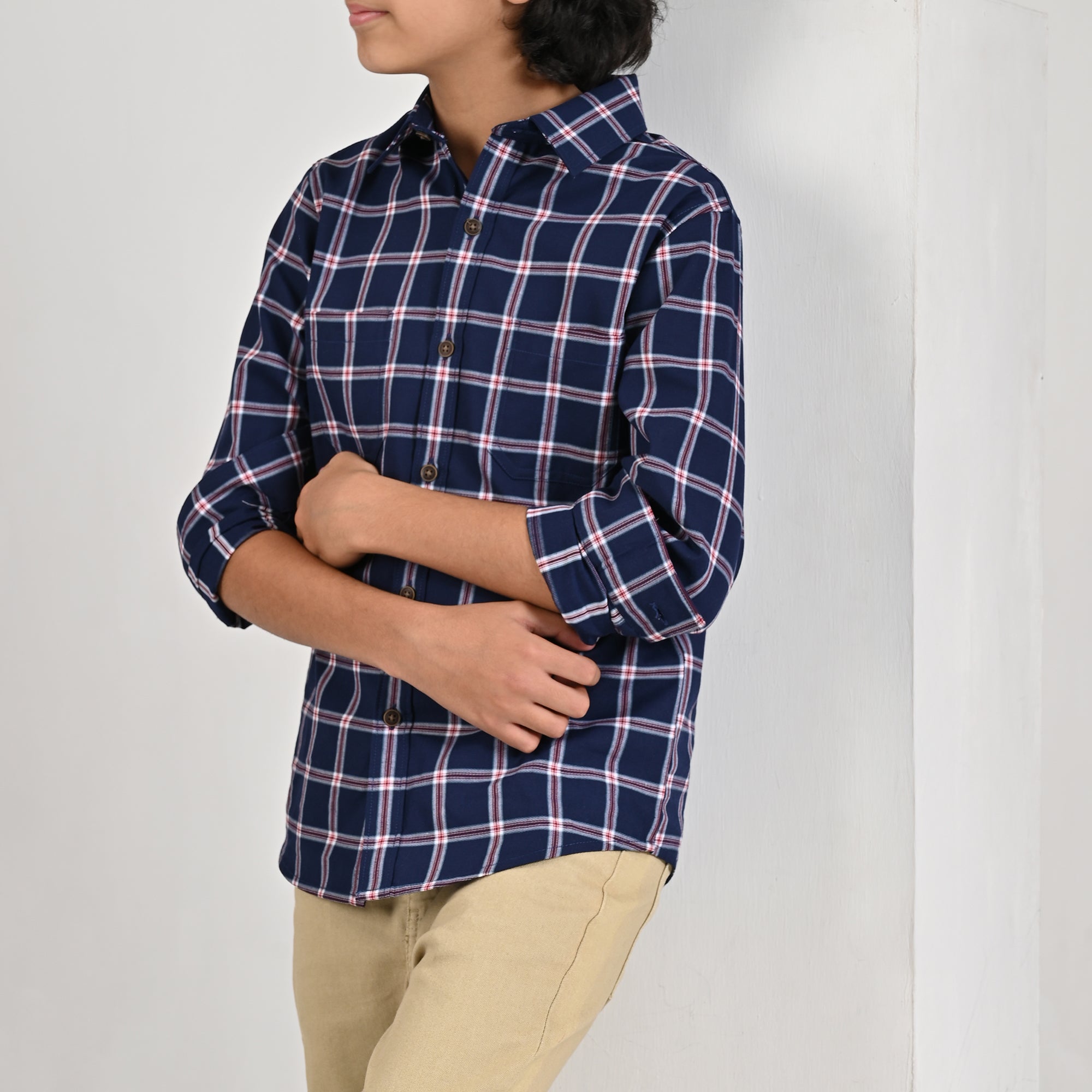 Camisa Yale Boys Manga Larga Regular Fit 4673 Marino