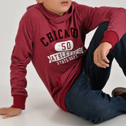 Sudadera Yale Boys Con Capucha Fit 7084 Guinda