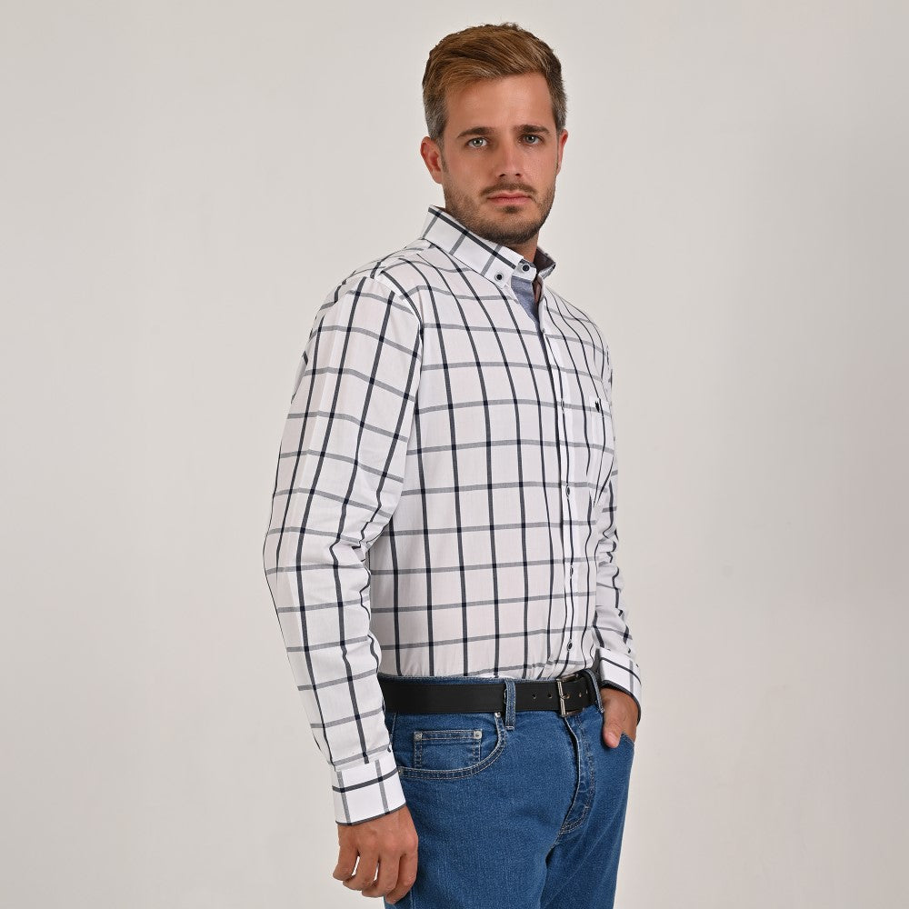 Camisa Yale Para Caballero Manga Larga Regular Fit 4636 Blanco