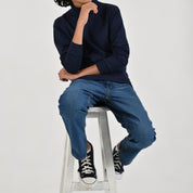 Playera Yale Boys Cuello Redondo Manga Larga Fit 6960 Marino