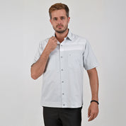 Camisa Yale Para Caballero Chazarilla Manga Corta Classis Fit 4709 Gris Perla