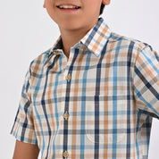 Camisa Yale Boys Manga Corta Regular Fit 4665 Azul