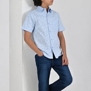 Camisa Yale Boys Manga Corta Regular Fit 4659 Azul
