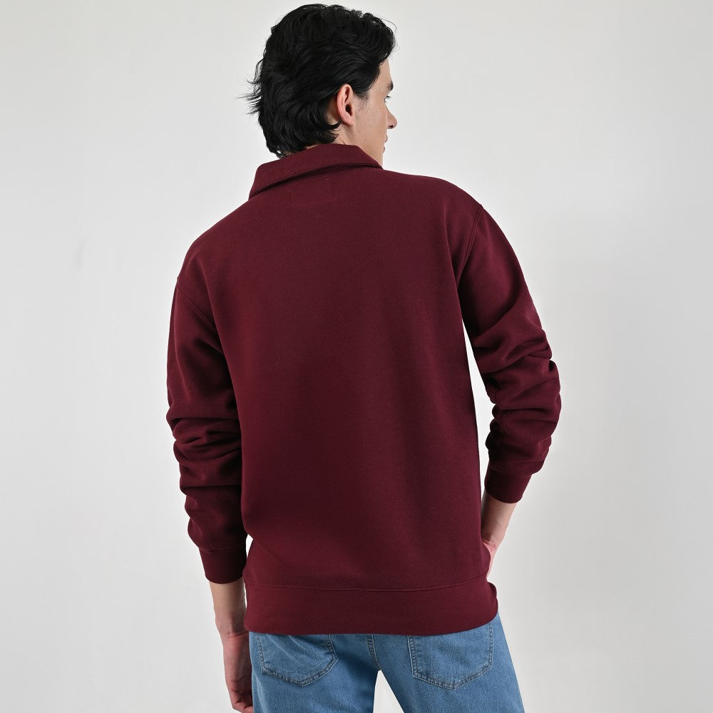 Sudadera Caballero Supply Company Cuello Polo Con Cierre Fit4720 Vino