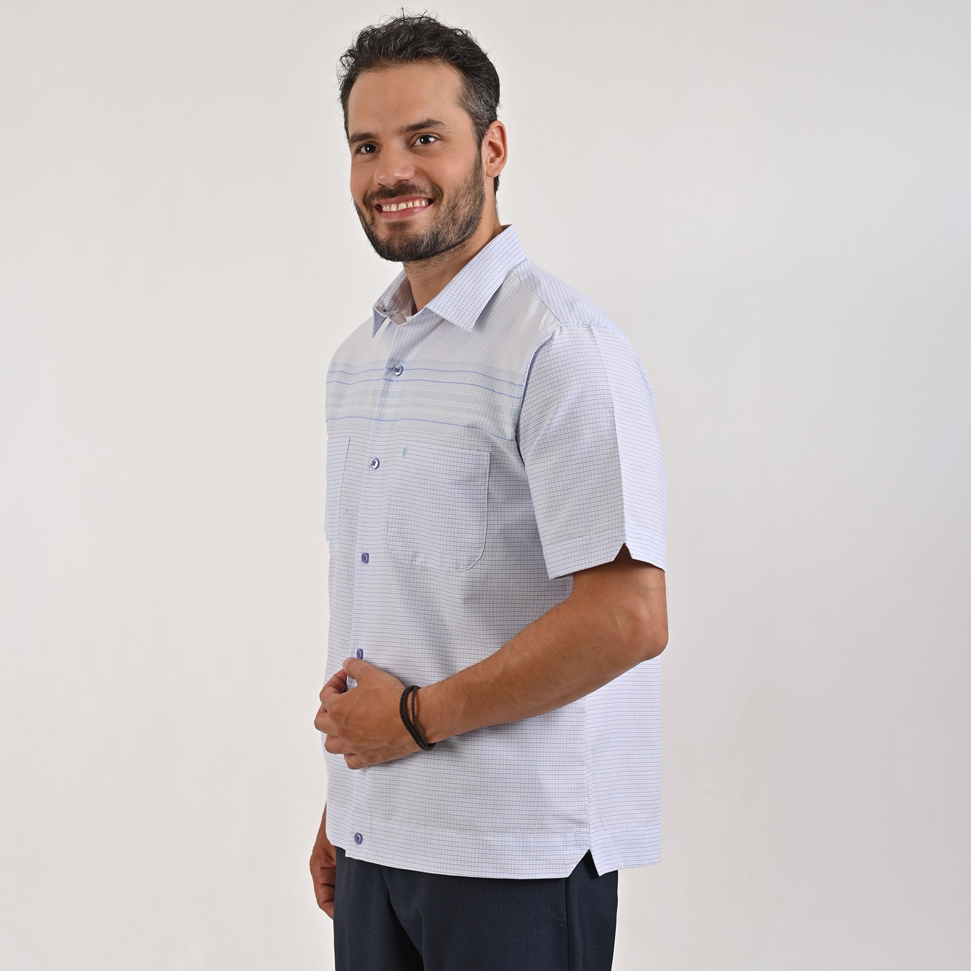 Camisa Yale Para Caballero Chazarilla Manga Corta Classis Fit 4708 Azul cielo