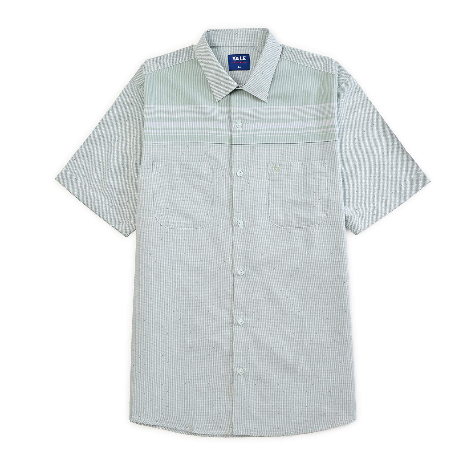Camisa Yale Para Caballero Cenefa Manga Corta Classic Fit 4714 Verde Agua