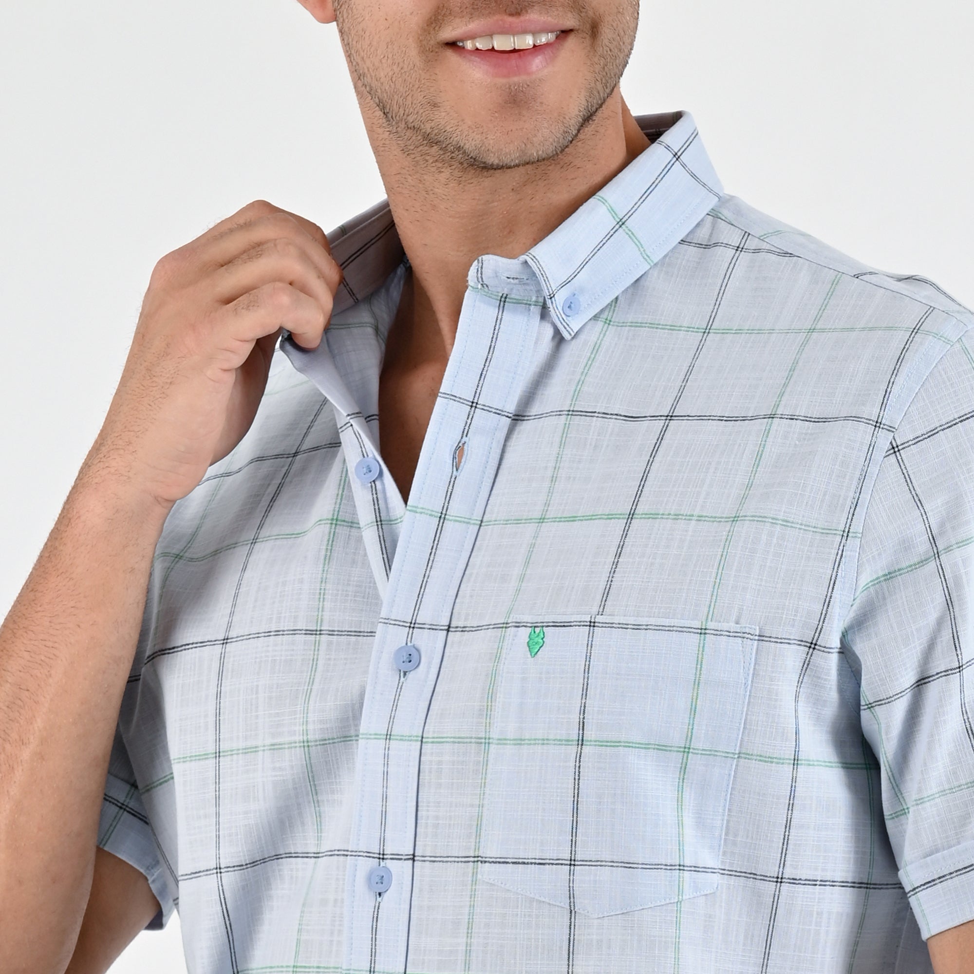 Camisa Yale Para Caballero Manga Corta Regular Fit 4652 Azul cielo