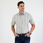 Camisa Yale Para Caballero Manga Corta Regular Fit 5188 Gris Perla