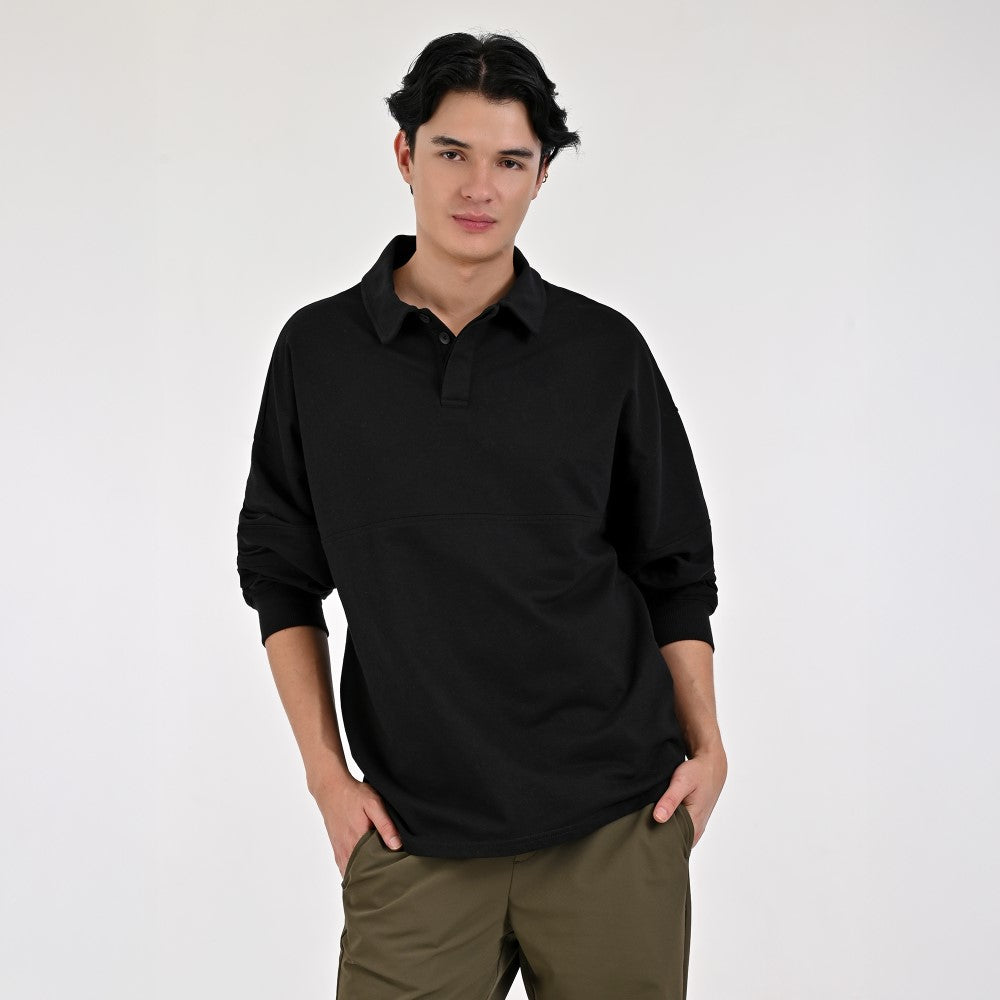 Playera Caballero Supply Company Cuello Polo Manga Larga Regular Fit 7085 Negro