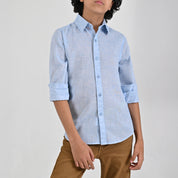 Camisa Yale Boys Manga Larga Regular Fit 4657 Azul