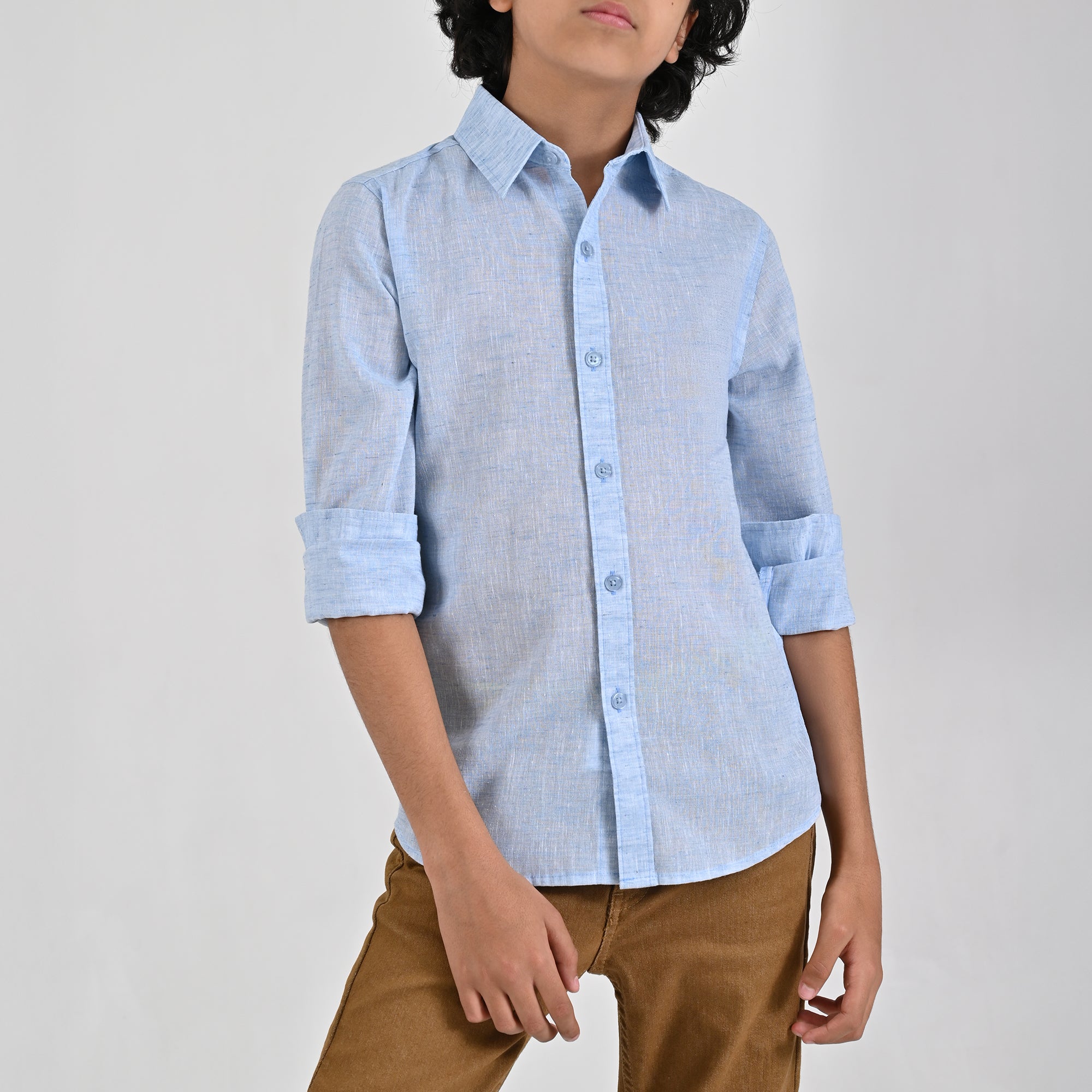 Camisa Yale Boys Manga Larga Regular Fit 4657 Azul