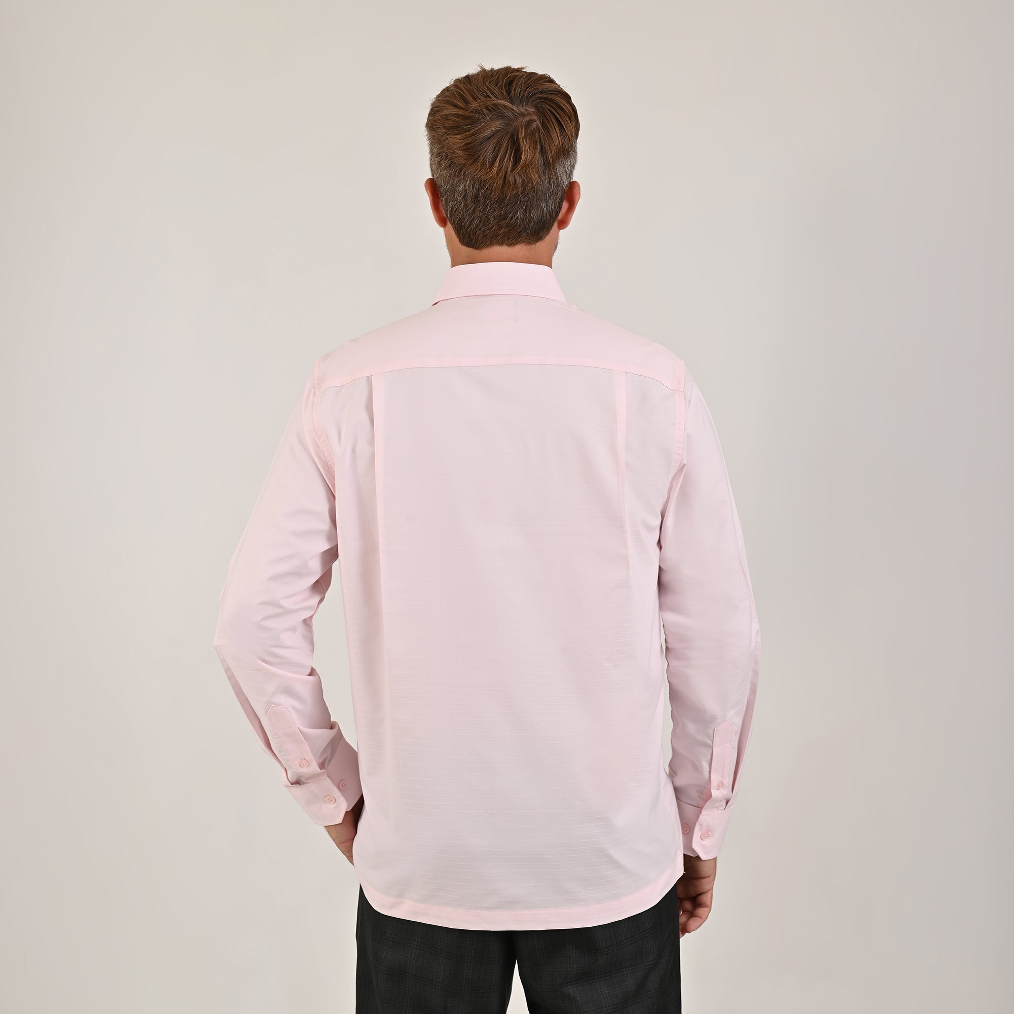 Camisa Yale Para Caballero Cenefa Manga Larga Classic Fit 4719 Rosa