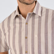 Camisa Yale Para Caballero Manga Corta Regular Fit 4748 Cocoa