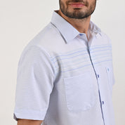 Camisa Yale Para Caballero Chazarilla Manga Corta Classis Fit 4708 Azul cielo