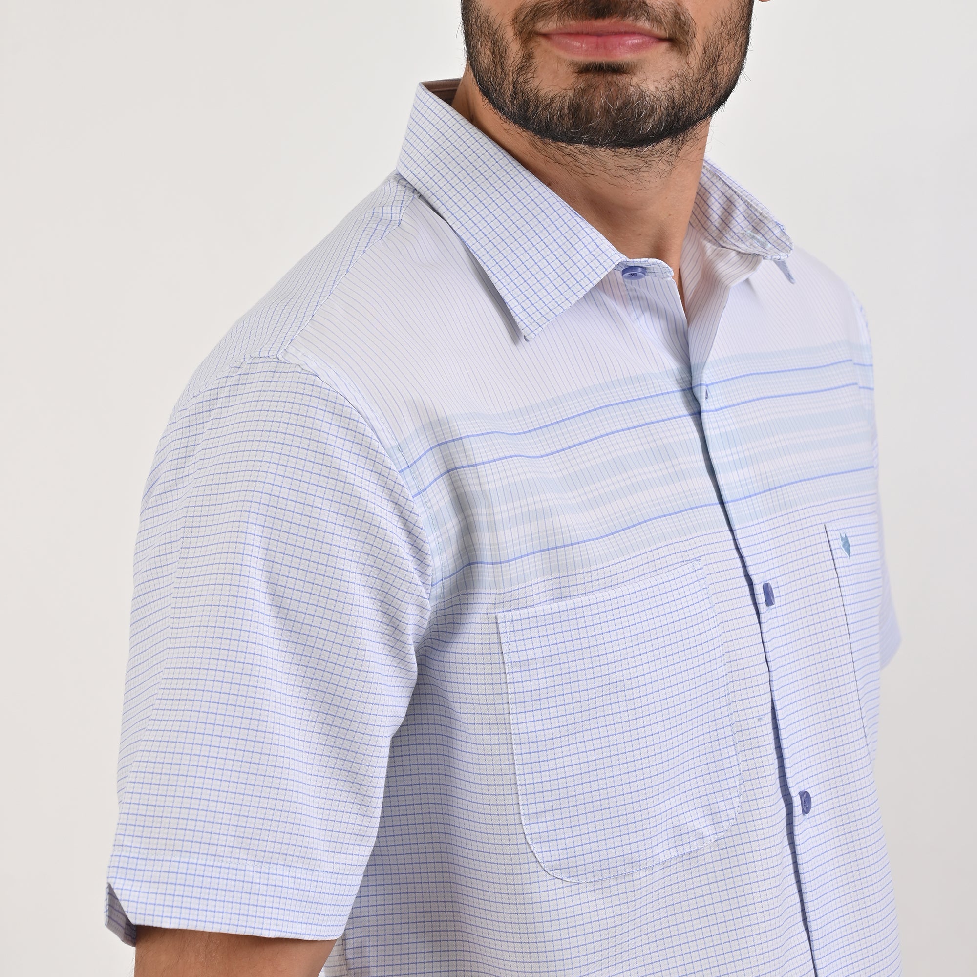 Camisa Yale Para Caballero Chazarilla Manga Corta Classis Fit 4708 Azul cielo