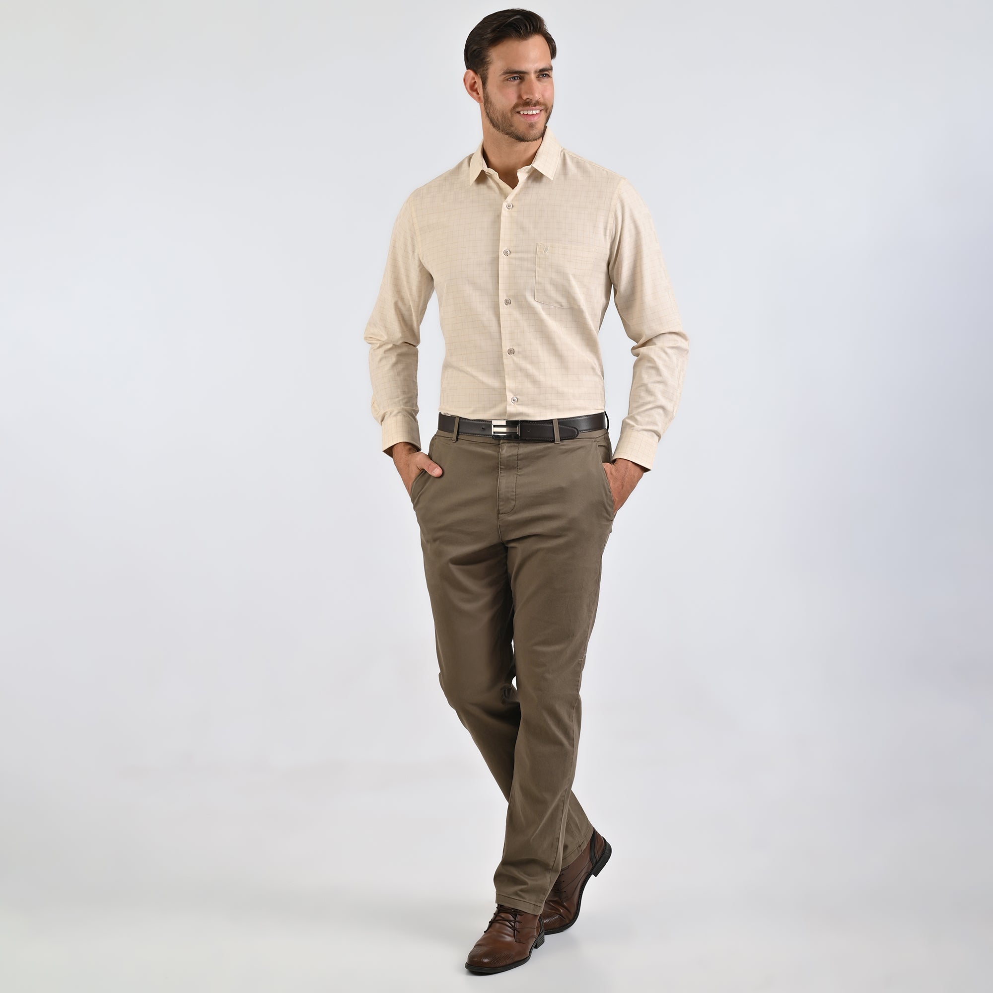 Camisa Yale Para Caballero Manga Larga Regular Fit 4930 Kaki