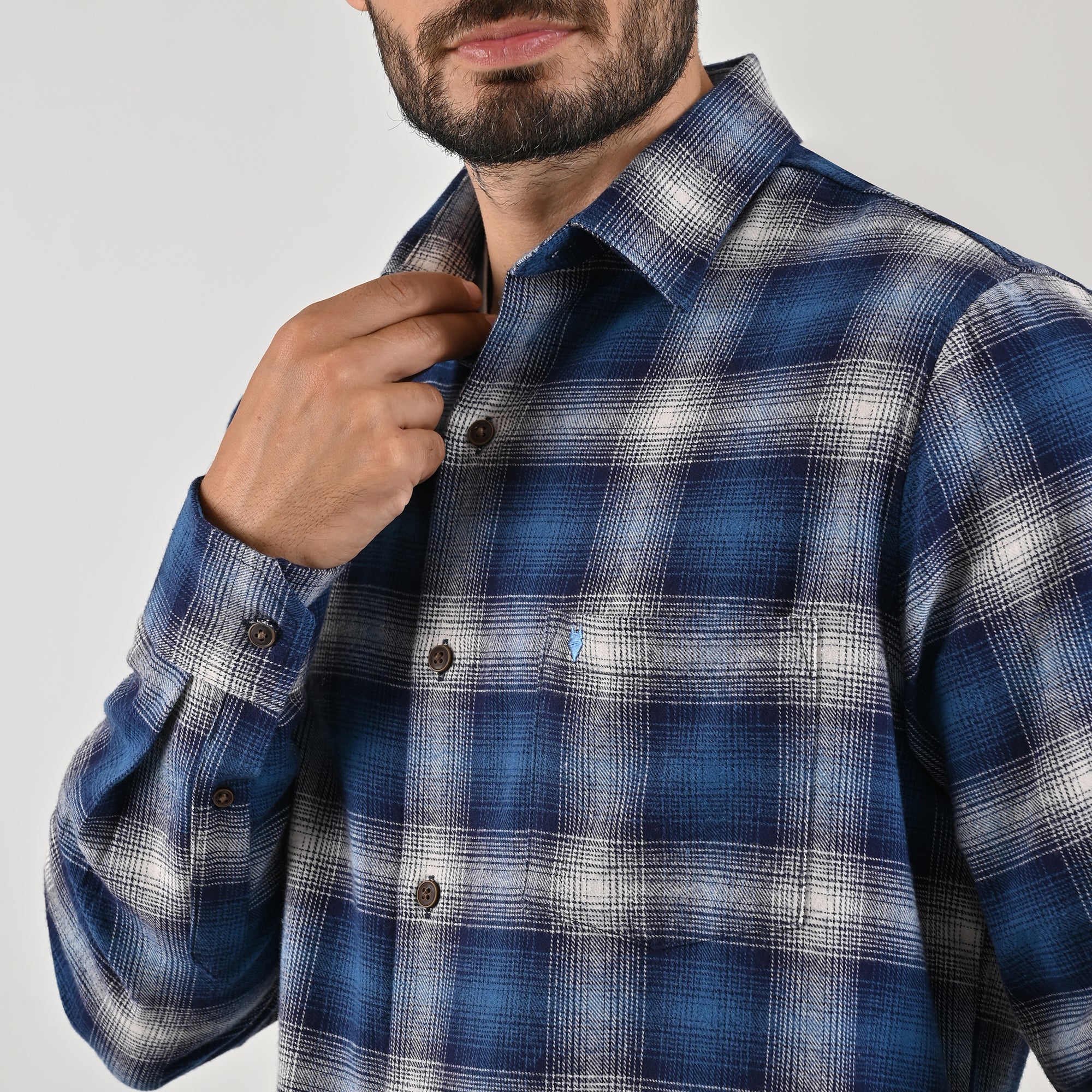Camisa Yale Para Caballero Manga Larga Regular Fit 4640 Azul