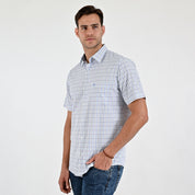 Camisa Yale Para Caballero Manga Corta Regular Fit 5206 Azul Medio