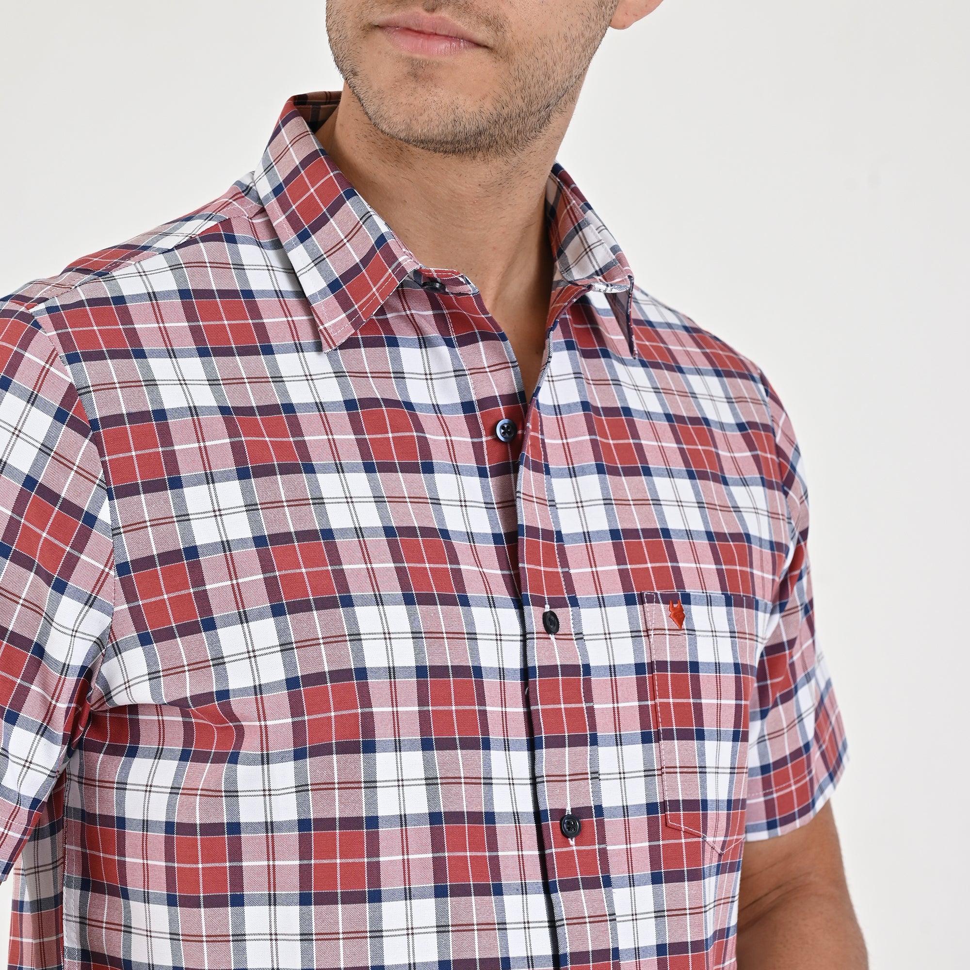 Camisa Yale Para Caballero Manga Corta Regular Fit 5467 Rojo