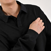 Playera Caballero Supply Company Cuello Polo Manga Larga Regular Fit 7085 Negro