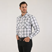 Camisa Yale Para Caballero Vaquera Manga Larga Regular Fit 4585 Blanco