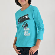 Playera Yale Boys Cuello Redondo Manga Larga Fit 6961 Verde Agua