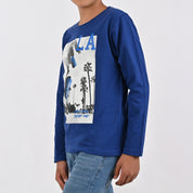 Playera Yale Boys Cuello Redondo Manga Larga Fit 6961 Marino