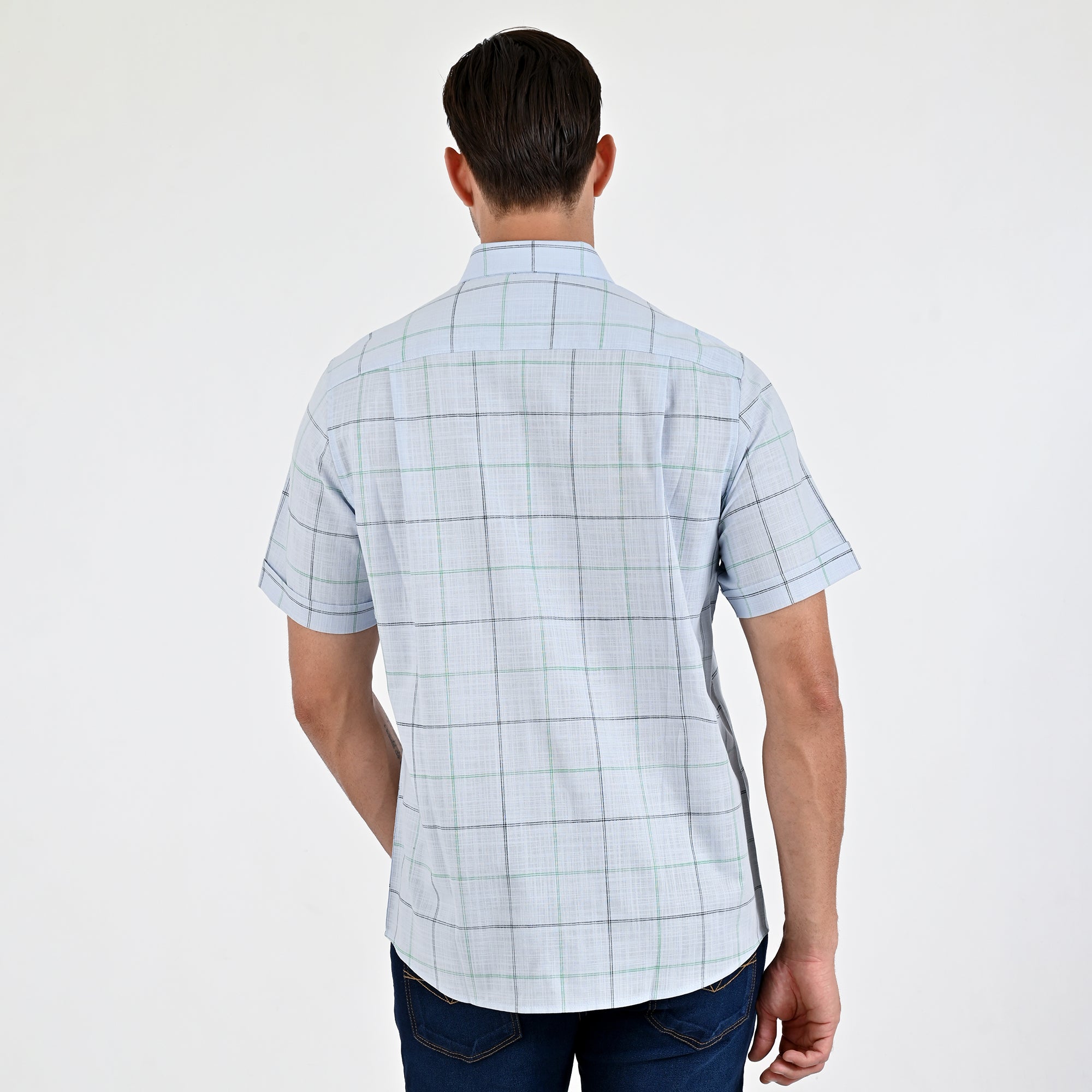 Camisa Yale Para Caballero Manga Corta Regular Fit 4652 Azul cielo