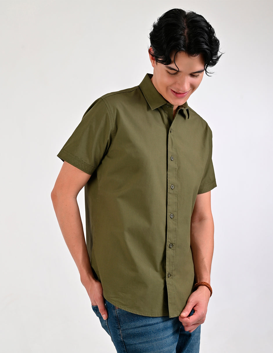 Camisa Caballero Supply Company Manga Larga Slim Fit 4550 Verde Militar