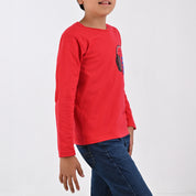 Playera Yale Boys Cuello Redondo Manga Larga Fit 6961 Rojo