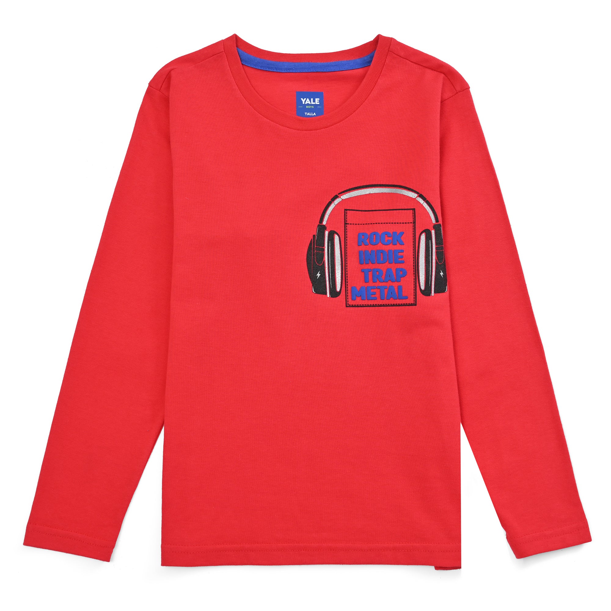 Playera Yale Boys Cuello Redondo Manga Larga Fit 6961 Rojo