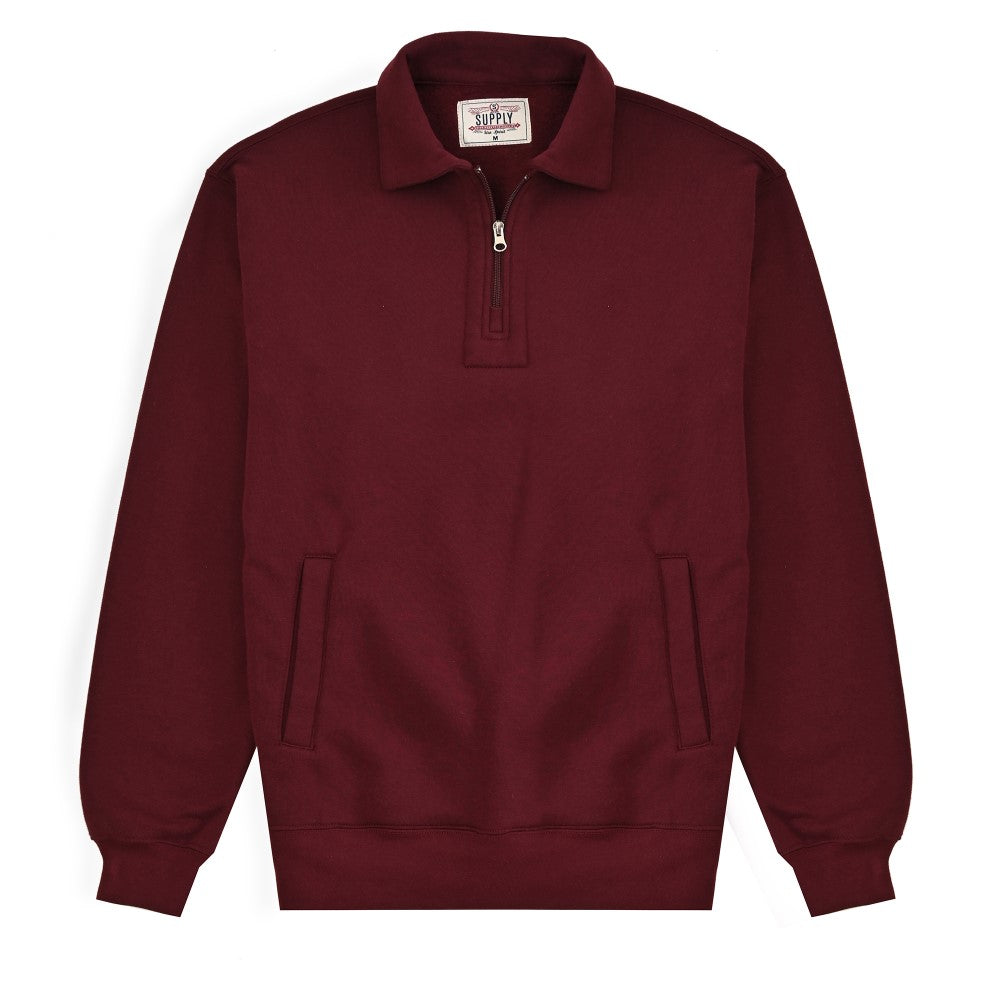 Sudadera Caballero Supply Company Cuello Polo Con Cierre Fit4720 Vino