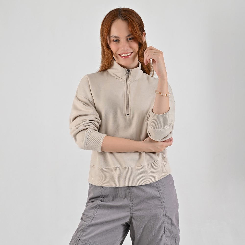 Sudadera Para Dama Supply Company Cuello Alto Con Cierre Fit 6910 Arena